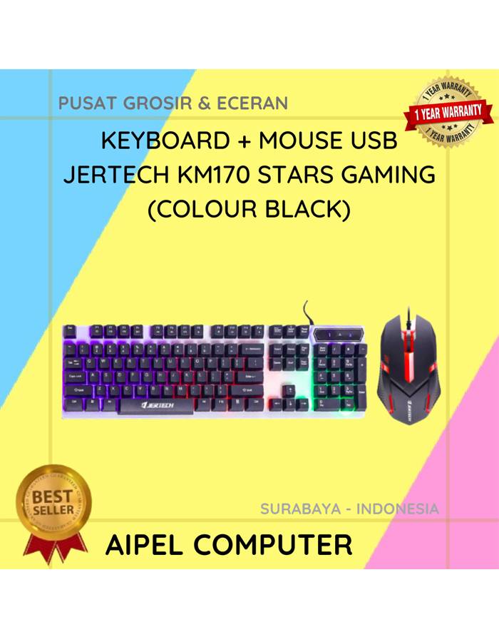 KM170 KEYBOARD + MOUSE USB JERTECH KM170 STARS GAMING (COLOUR BLACK